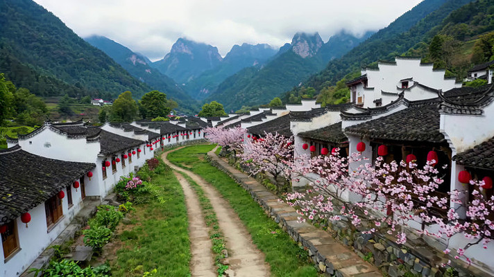 山村徽派建筑自然风光
