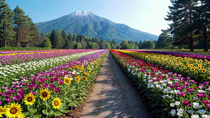 山间多彩花卉种植园全景 山间多彩花卉种植园全景