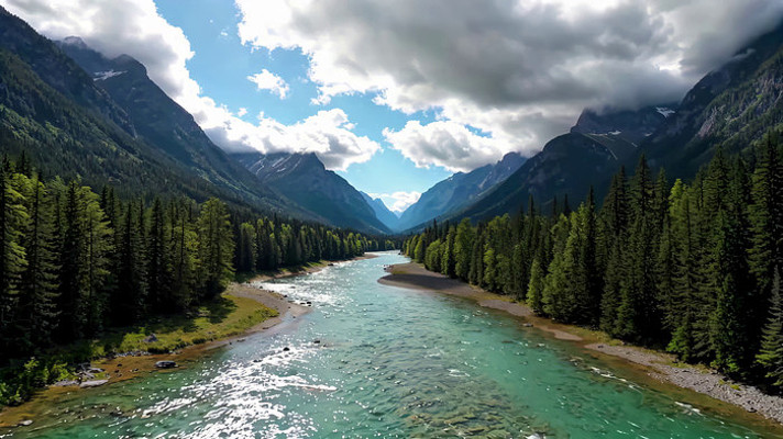 山间河流森林自然风光 山间河流森林自然风光