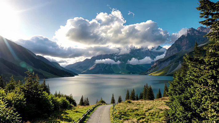 山间湖泊森林自然风光 山间湖泊森林自然风光