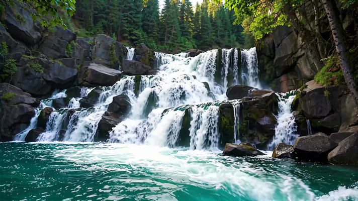山间瀑布自然风光 山间瀑布自然风光
