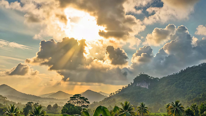 山间日落自然风光 山间日落自然风光