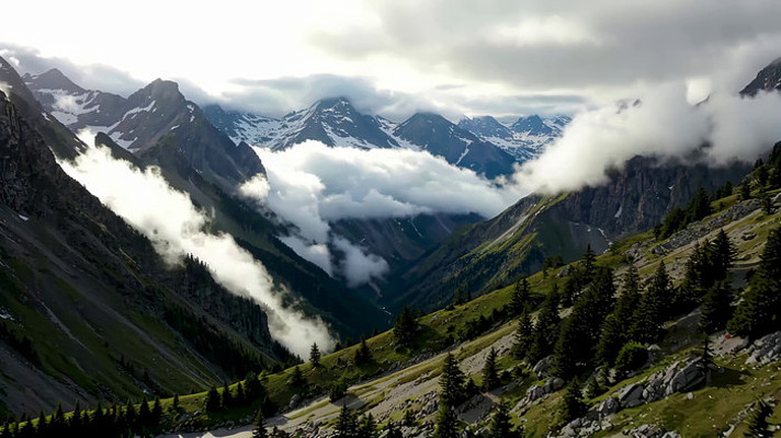 山间云雾缭绕自然风光 山间云雾缭绕自然风光
