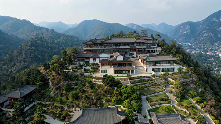 山间中式建筑鸟瞰 山间中式建筑鸟瞰