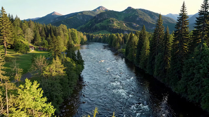 山林间河流自然风光航拍 山林间河流自然风光航拍