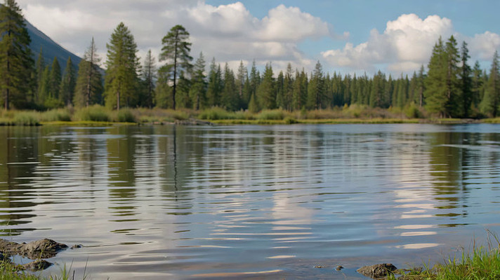 山林间宁静湖泊自然风光 山林间宁静湖泊自然风光