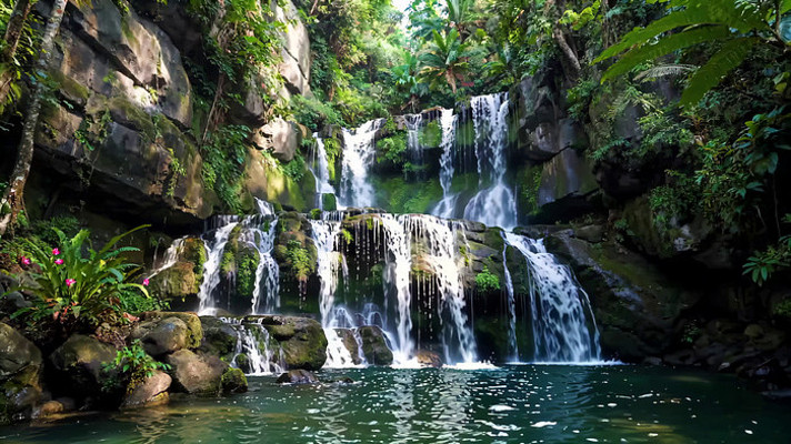 山林间瀑布自然景观 山林间瀑布自然景观