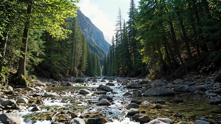 山林间溪流自然风光 山林间溪流自然风光