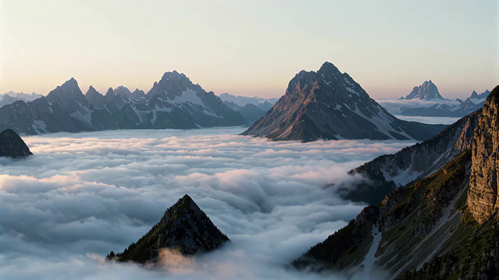 山脉云海自然风光全景 山脉云海自然风光全景