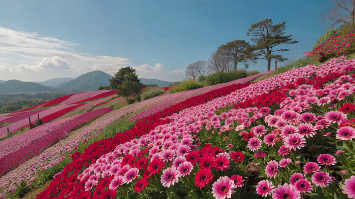 山坡花海自然风光