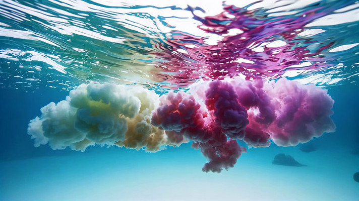 水下彩色烟雾扩散素材 水下彩色烟雾扩散素材