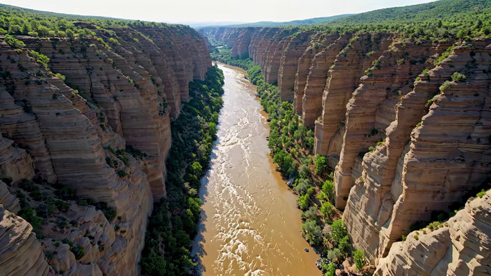 峡谷河流自然风光俯瞰 峡谷河流自然风光俯瞰