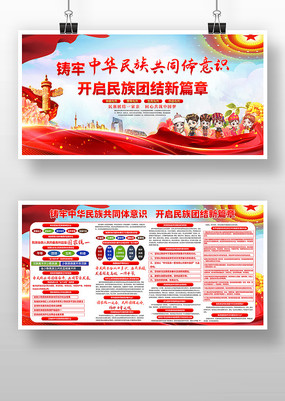 铸牢中华民族共同体意识民族团结展板宣传栏