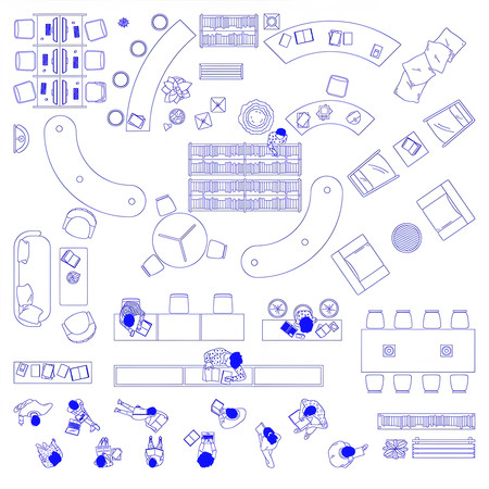 办公家具俯视图CAD图库 dwg