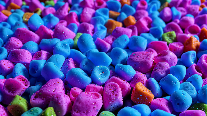 彩色颗粒微距特写画面