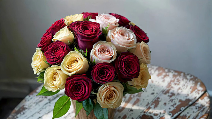 多彩玫瑰花束特写 多彩玫瑰花束特写