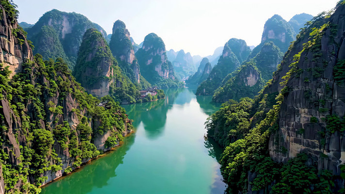 广西山水漓江风景全景 广西山水漓江风景全景