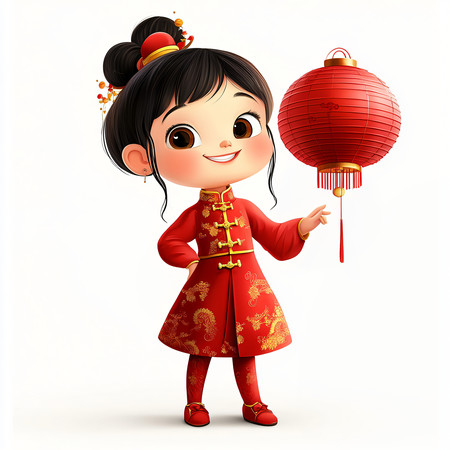 红衣女孩子和灯笼 红衣女孩子和灯笼