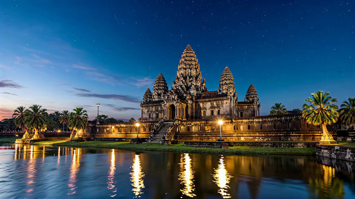 柬埔寨吴哥窟夜景 柬埔寨吴哥窟夜景