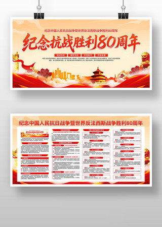 抗战胜利80周年纪念日展板 抗战胜利80周年纪念日展板