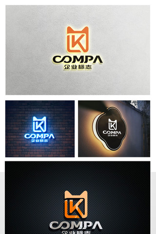 猫咪K字母LOGO设计