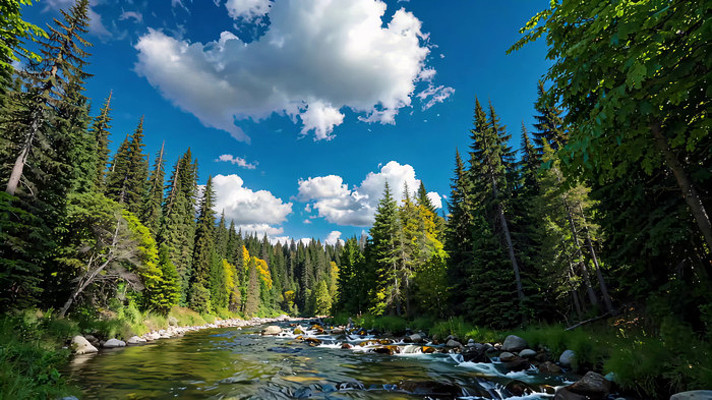 森林河流自然风光 森林河流自然风光