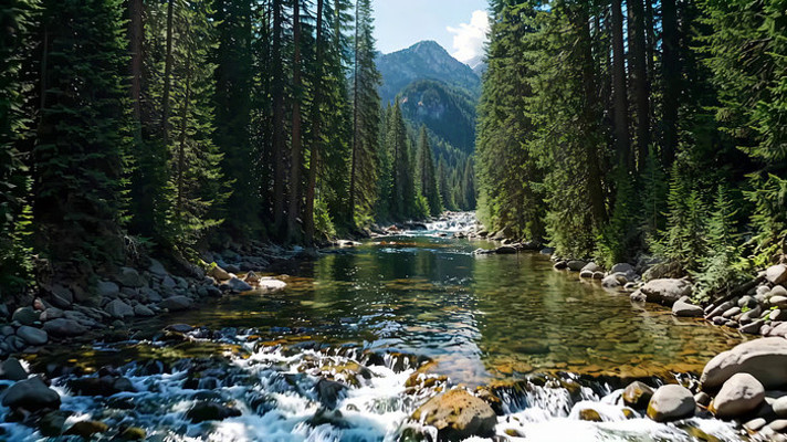 森林河流自然风光 森林河流自然风光
