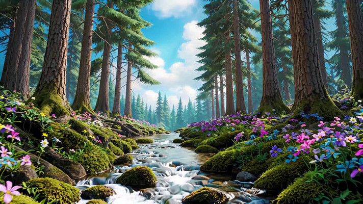 森林溪流自然风光 森林溪流自然风光