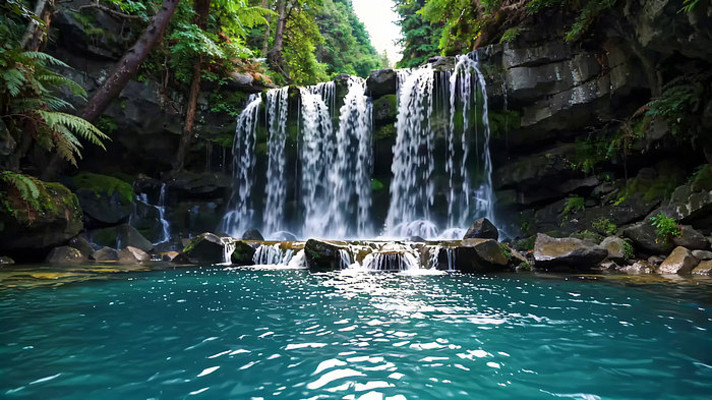 森林中的瀑布自然景观 森林中的瀑布自然景观