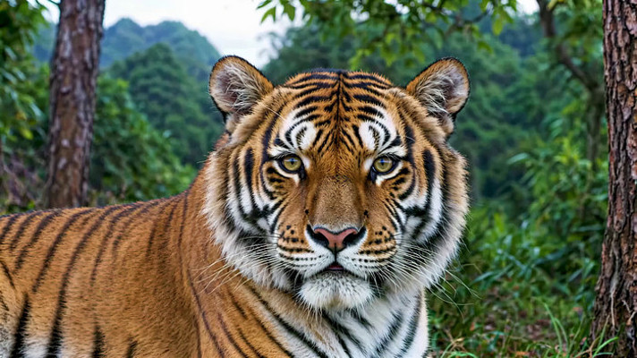 森林中老虎特写 森林中老虎特写