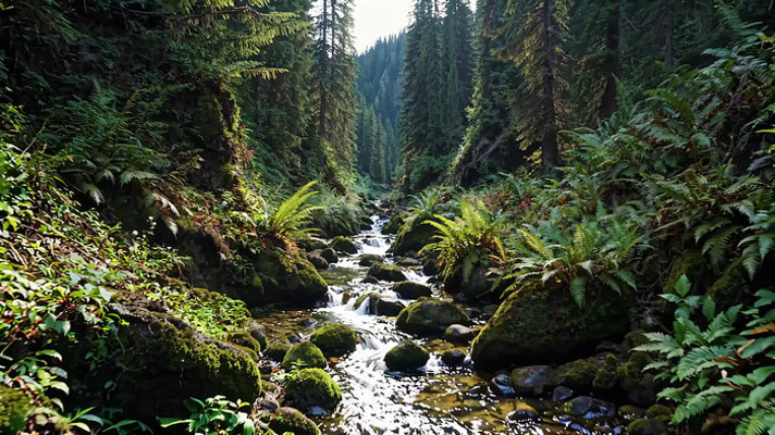 森林中溪流自然风光 森林中溪流自然风光
