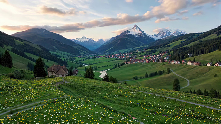 山间村落自然风光全景 山间村落自然风光全景