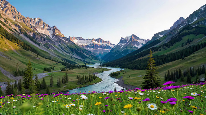 山间河谷花草自然风光 山间河谷花草自然风光