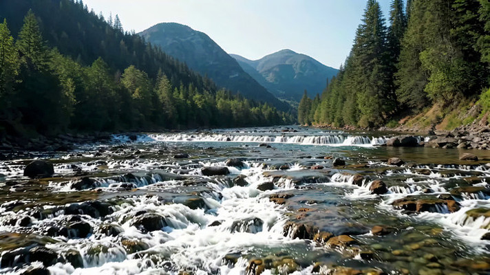 山间河流森林自然风光 山间河流森林自然风光