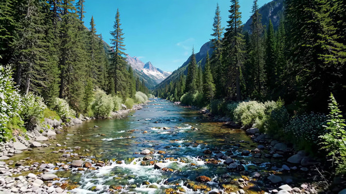 山间河流森林自然风景 山间河流森林自然风景