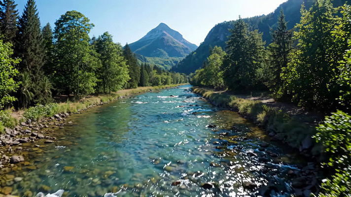 山林间清澈河流自然风光 山林间清澈河流自然风光