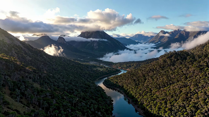 山峦河流森林航拍全景 山峦河流森林航拍全景