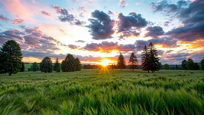 田野夕阳自然风光 田野夕阳自然风光