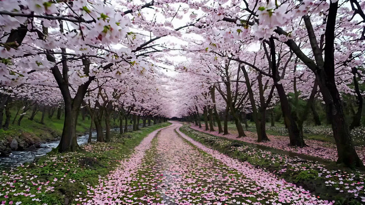 樱花盛开的林间小道 樱花盛开的林间小道