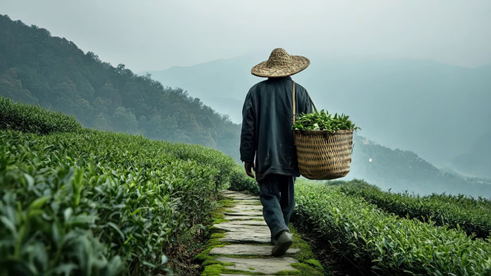 茶园劳作的采茶人 茶园劳作的采茶人