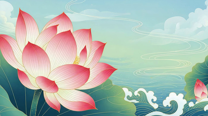 古风荷花动态背景素材 古风荷花动态背景素材