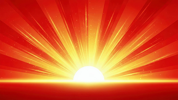 红色背景太阳光芒素材