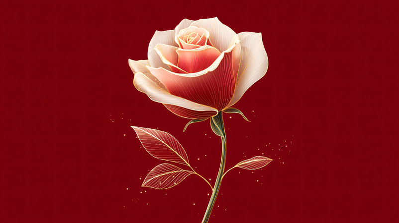 简约高贵玫瑰花红色背景 简约高贵玫瑰花红色背景