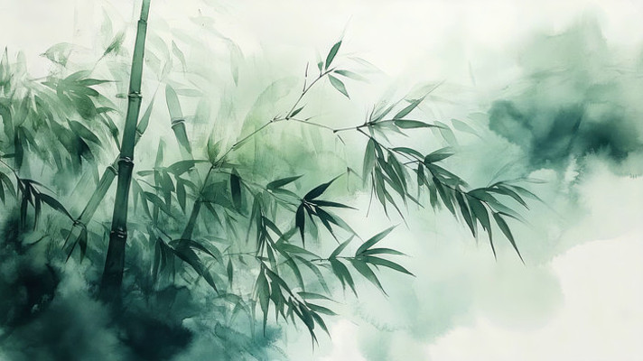 水墨竹林古风素材