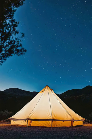 夜晚野外露营帐篷星空画面竖屏动画