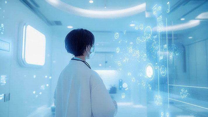 医生操作虚拟屏幕科技场景
