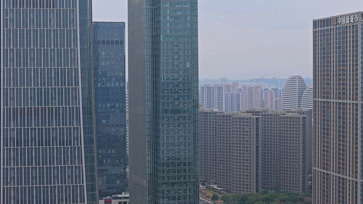 杭州钱江世纪城商业建筑大楼风景航拍