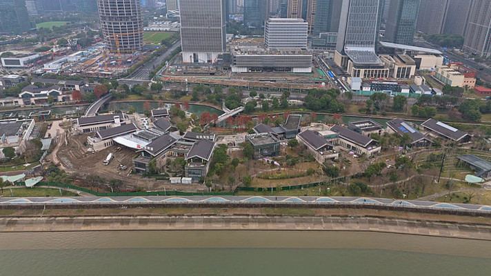 杭州钱江世纪城周边建筑风景航拍
