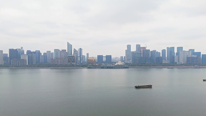 杭州钱江新城地标建筑全景