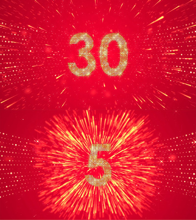 4K大红色30秒星光倒计时 4K大红色30秒星光倒计时